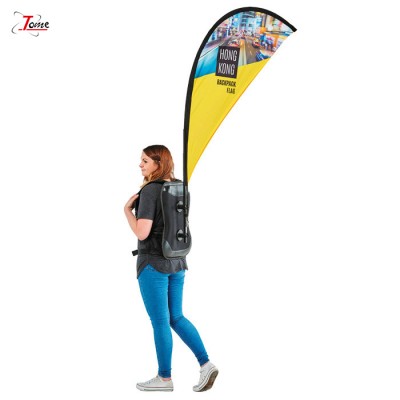 Outdoor Advertising Custom Printing Backpack Rectangle Feather Teardrop Flag Banner For Trade Show Event